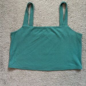 American Eagle Teal Ribbed Crop Tank Top